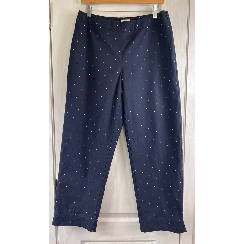 Liz Claiborne Women's Audra Pants Navy Blue Polka Dot Lined Size 12